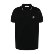Zwarte T-shirts en Polos met Geribbelde Kraag Stone Island , Black , H...