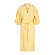 Katoenen Wrap Jurk met Ballonmouwen Remain Birger Christensen , Yellow...