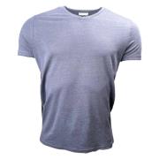 Zacht Linnen V-hals T-shirt, Blauw Kiefermann , Blue , Heren