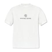 T-shirt met logo Anine Bing , Beige , Dames