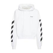 Witte hoodie met diagonaal ontwerp Off White , White , Heren