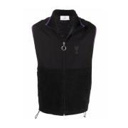 Zwart Logo Gilet Vest Jas Ami Paris , Black , Heren