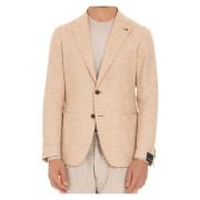 Italiaans Slim Fit Single-Breasted Jas Tagliatore , Beige , Heren