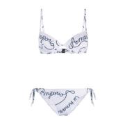 Logomania-print Bikini Set Emporio Armani , White , Dames