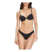 Zwarte Bikini met Zilveren Logo Lettering Emporio Armani , Black , Dam...