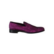 Luxe Jacquard Loafers Paars Zwart Dolce & Gabbana , Purple , Heren