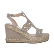 Geweven Sleehak Sandaal met Strass Detail Alma EN Pena , Gray , Dames