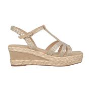 Gevlochten Sleehak Sandalen met Versieringen Alma EN Pena , Beige , Da...