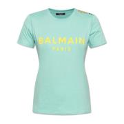 T-shirt met logo Balmain , Blue , Dames