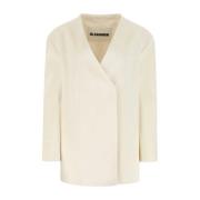 Elegante Witte Viscose Blend Blazer Jil Sander , White , Dames