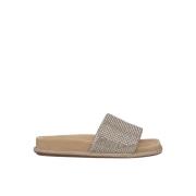 Strass Strap Platte Sandaal Alma EN Pena , Beige , Dames