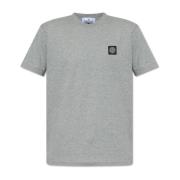 T-shirt met logo patch Stone Island , Gray , Heren