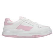 Witte & Roze Leren Sneakers Estro , Multicolor , Dames