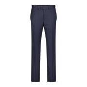 Wollen Pantalon Elegant Geruit Model Eduard Dressler , Blue , Heren