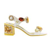 Gele Sandalen met Majolica Detail Dolce & Gabbana , Multicolor , Dames