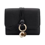 Zwarte leren portemonnee met klepsluiting Chloé , Black , Dames