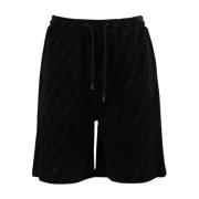 Zwarte Piqué Bermuda Shorts Fendi , Black , Heren