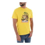 Geel Logo Print T-Shirt Cavalli Class , Yellow , Heren