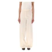 Off White Pinced Wool Trousers Róhe , Beige , Dames