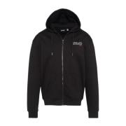 Zwarte Hoodie met Rits Schott NYC , Black , Heren