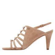 Pre-owned Suede sandals Chanel Vintage , Beige , Dames