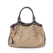 Pre-owned Leather handbags Gucci Vintage , Beige , Dames