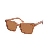 Bruin Frame Bruine Lens Zonnebril Miu Miu , Brown , Unisex