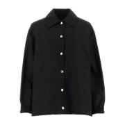 Zwarte Katoenen Windbreaker Jas Jil Sander , Black , Dames