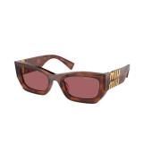 Bruin Montuur, Donker Violet Lenzen Zonnebril Miu Miu , Brown , Unisex