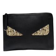 Pre-owned Leather clutches Fendi Vintage , Black , Dames