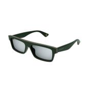 Groene Frame Zilveren Lens Zonnebril Gucci , Green , Unisex