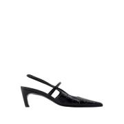 Zwarte Leren Slingback Hakken TotêMe , Black , Dames