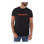 Stretch Katoen Logo Print T-Shirt Bikkembergs , Black , Heren