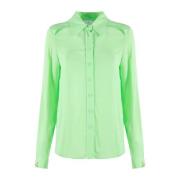 Georgette Viscose Lange Mouw Shirt Nenette , Green , Dames