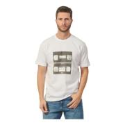 Abstract Print T-shirt in Wit Hugo Boss , White , Heren