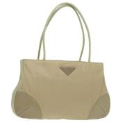 Pre-owned Nylon shoulder-bags Prada Vintage , Beige , Dames