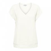 Off-White V-hals Mouwloze Katoenen Top &Co Woman , White , Dames