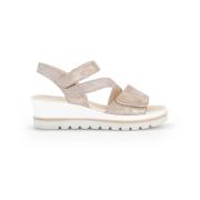 Gouden Suède Sandalen Velcro Sluiting Gabor , Beige , Dames