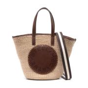 Beige Geweven Raffia Schoudertas Stella McCartney , Beige , Dames