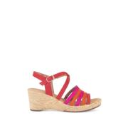 Rode/Roze/Oranje Velours Sandalen Gabor , Multicolor , Dames