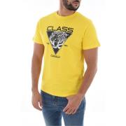 Geel Logo Print Katoenen T-Shirt Cavalli Class , Yellow , Heren