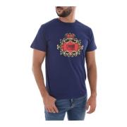 Groot Logo Katoenen T-shirt - Blauw Cavalli Class , Blue , Heren