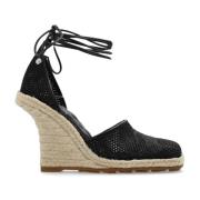 Plunge Wedge Espadrilles Burberry , Black , Dames