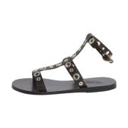 Bruin Leren Flip-Flop Metalen Hoepels Ancient Greek Sandals , Brown , ...