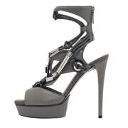 Pre-owned Leather sandals Gucci Vintage , Gray , Dames