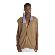 Kameel Wolmix Knoop Hals Vest Jejia , Brown , Dames