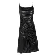 Zwarte Geplooide Gedrapeerde Jurk Marine Serre , Black , Dames