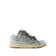 Blauwe Leren Curb Sneakers Lanvin , Blue , Heren