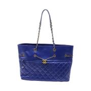 Pre-owned Leather totes Chanel Vintage , Blue , Dames