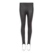 Topstitched leren leggings Balmain , Black , Dames